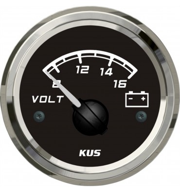 Voltmeter Anzeige 8-16V 52mm schwarz Boot