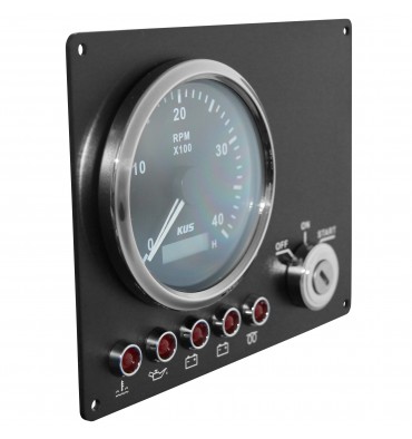Motorpanel Bedienfeld Drehzahlmesser, Schlüsselschalter, 5 Led, 12V/24V, 180 X 140MM