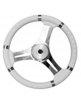 Lenkrad 35 cm – Edelstahl mit weißer Polyurethan-Ummantelung 2