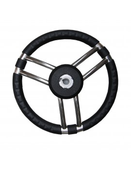 Bootslenkrad 350 mm – Edelstahl mit schwarzer Polyurethan-Ummantelung 2