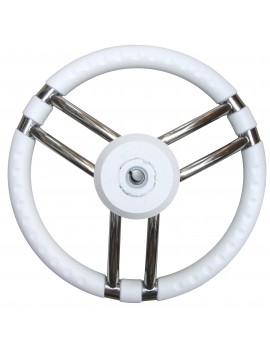 Bootslenkrad 350 mm – Edelstahl mit weißer Polyurethan-Ummantelung 2