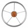 Steuerrad 350 mm – Edelstahl – 5 Speichen mit Mahagoni-Zierkappe
