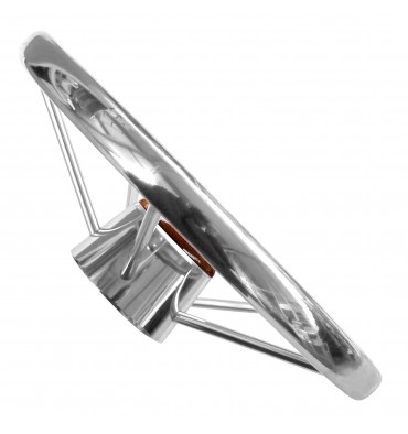 Steuerrad 350 mm – Edelstahl – 5 Speichen mit Mahagoni-Zierkappe