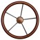 Bootslenkrad 350 mm – 5 Speichen aus Edelstahl mit Mahagoni-Rand  www.e-nautica.de