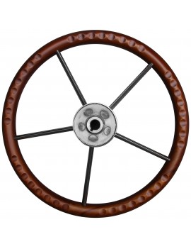 Bootslenkrad 350 mm – 5 Speichen aus Edelstahl mit Mahagoni-Rand  www.e-nautica.de 2
