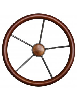 Steuerrad 400 mm – Edelstahl & Mahagoni – 5 Speichen