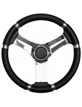 Lenkrad 35 cm – Edelstahl mit schwarzer Polyurethan-Ummantelung