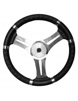 Lenkrad 35 cm – Edelstahl mit schwarzer Polyurethan-Ummantelung 2