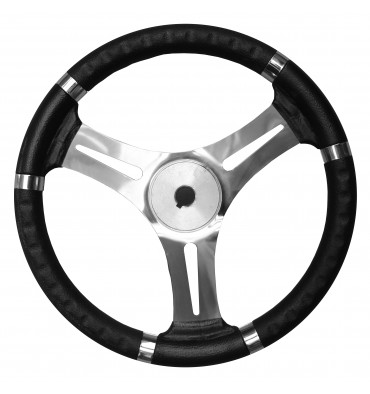 Lenkrad 35 cm – Edelstahl mit schwarzer Polyurethan-Ummantelung