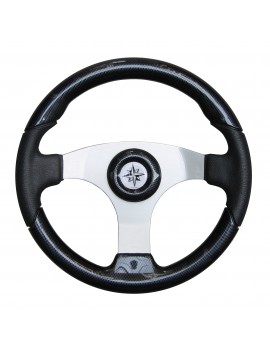 Steuerrad 350 mm – Edelstahl & Carbon-Optik – schwarz/grau