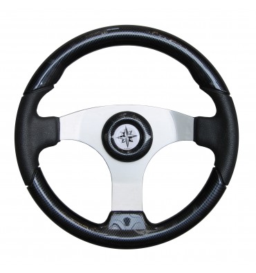 Steuerrad 350 mm – Edelstahl & Carbon-Optik – schwarz/grau