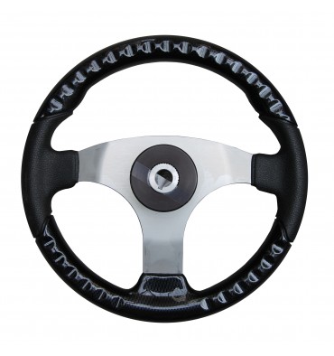 Steuerrad 350 mm – Edelstahl & Carbon-Optik – schwarz/grau