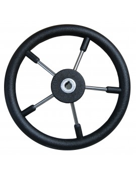 Bootslenkrad aus Polyurethan – Edelstahl/Schwarz – 350 mm 2