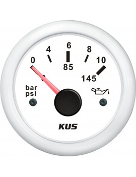 Öldruckanzeige 0-10 BAR 52mm Weiss Boot