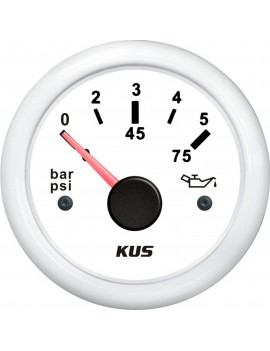 Öldruckanzeige 0–5 bar, Ø52 mm, Weiß – Serie V