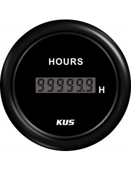 Betriebsstundenzähler 12–24 V, Ø62 mm, Schwarz – Serie V