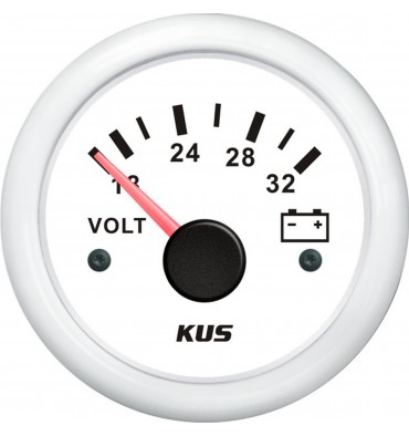Volt-Anzeiger 18–32 V, D52 mm, Serie V – Weiß