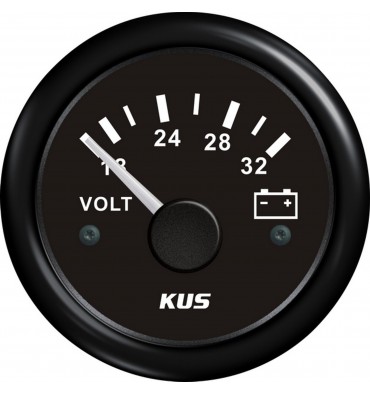 Volt-Anzeiger 18–32 V, D52 mm, Serie V – Schwarz