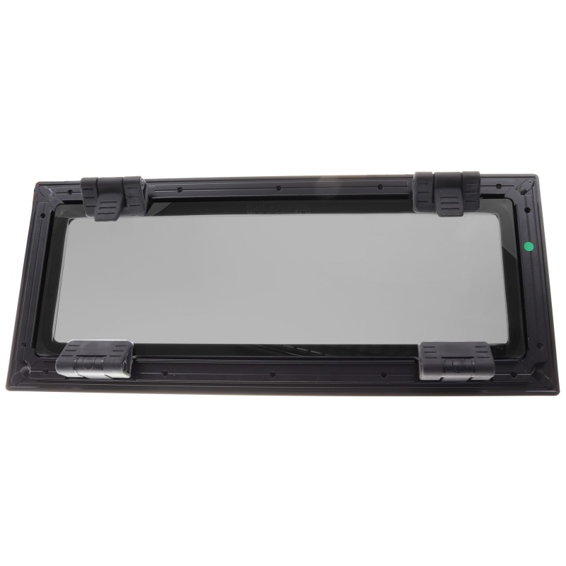 Lewmar FLUSH MITRE 3 Bootsfenster – Schwarz, Glas grau, 15 mm