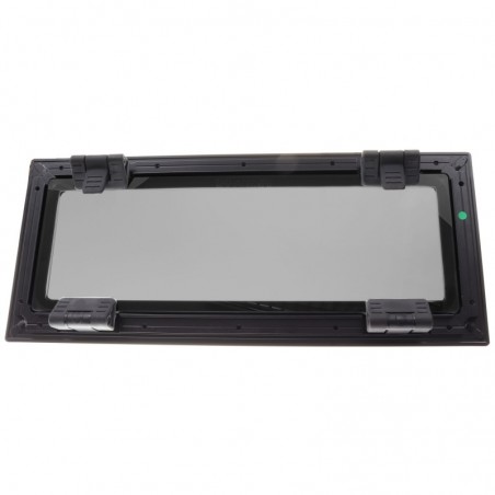 Lewmar FLUSH MITRE 3 Bootsfenster – Schwarz, Glas grau, 15 mm