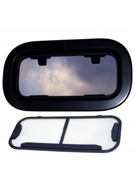 Lewmar Portlight Standard 0 ST0 schwarz 176x323mm Rahmen schwarz