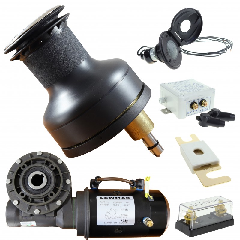 Elektrische Winsch 12V Lewmar Evo 65 AEST – Komplettset, schwarz