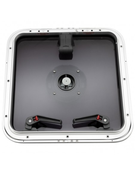 Lewmar Low Profile 44 mit Lüfter – Bootsluke, 513x513mm – Öffnungswinkel bis 95°