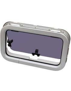 Lewmar Standard 5 Portlight – Bootsfenster 264 x 449 mm, Silber mit weißem Innenrahmen