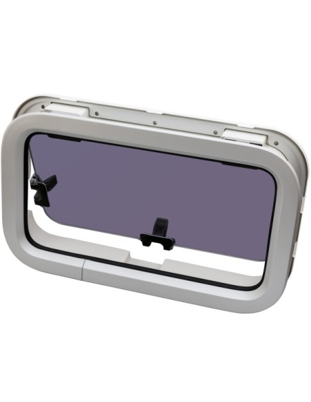Lewmar Standard 5 Portlight – Bootsfenster 264 x 449 mm, Silber mit weißem Innenrahmen