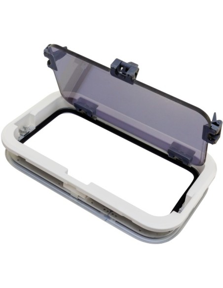 Lewmar Standard 5 Bootsfenster ST5 Portlight 264x449mm Silber mit weißer Innenrahmen