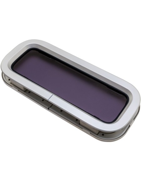 Bootsfenster Lewmar Standard 3 ST3 Silber 191x449mm Rahmen weiss