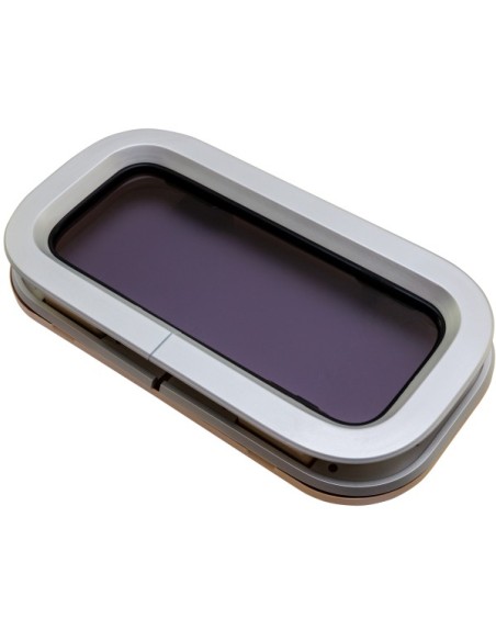 Bootsfenster LEWMAR Standard 1 ST1  Silber 191x367mm Rahmen weiss Portlight