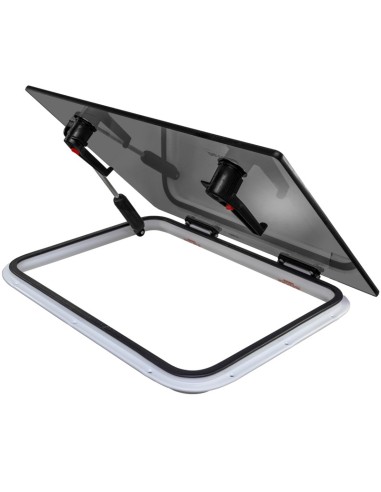 Bootsluke Lewmar FLUSH Profile 54 GEN.2 – Dunkelgraues Glas, 577 x 462 mm, Flachprofil, Aluminiumrahmen