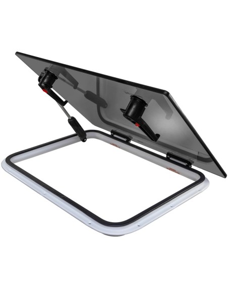 Bootsluke Lewmar FLUSH Profile 54 GEN.2 – Dunkelgraues Glas, 577 x 462 mm, Flachprofil, Aluminiumrahmen