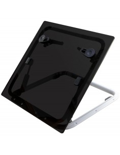 Bootsluke Lewmar FLUSH Profile 44 GEN.2 – Dunkelgraues Glas, 512 x 512 mm, Flachprofil, Aluminiumrahmen