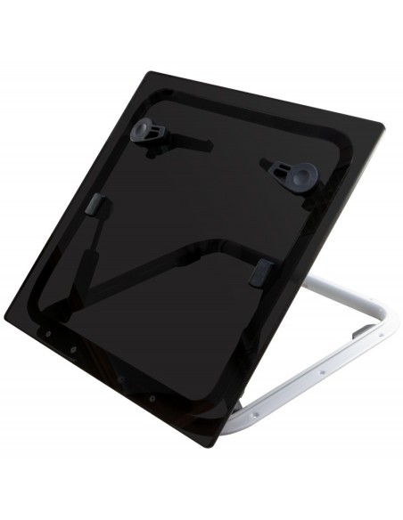 Bootsluke Lewmar FLUSH Profile 44 GEN.2 – Dunkelgraues Glas, 512 x 512 mm, Flachprofil, Aluminiumrahmen