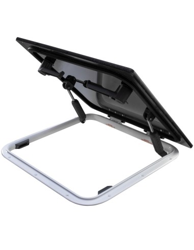 Bootsluke Lewmar FLUSH Profile 44 GEN.2 – Dunkelgraues Glas, 512 x 512 mm, Flachprofil, Aluminiumrahmen