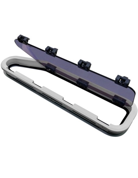 Bootsfenster Lewmar ST44 Silber 195x708mm rechts Rahmen Weiss