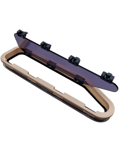 Lewmar Standard 4L Portlight – Bootsfenster 195 x 708 mm, Silber, Linksanschlag, Rahmen Creme