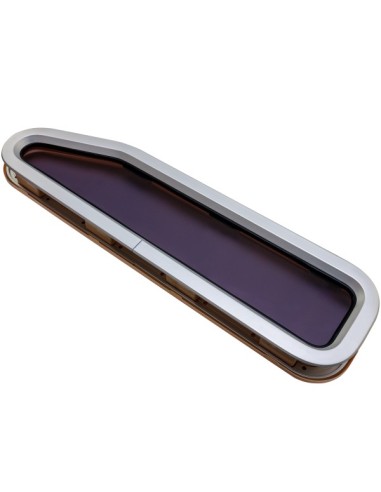 Lewmar Standard 4L Portlight – Bootsfenster 195 × 708 mm, Silber, Linksanschlag, Rahmen Creme