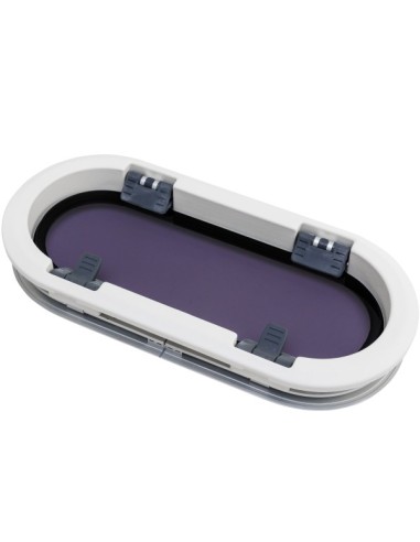 Lewmar Standard ST7RE Bootsfenster – Weißer RE-Innenrahmen, Öffnbar, 191 × 425 mm, Rauchglas