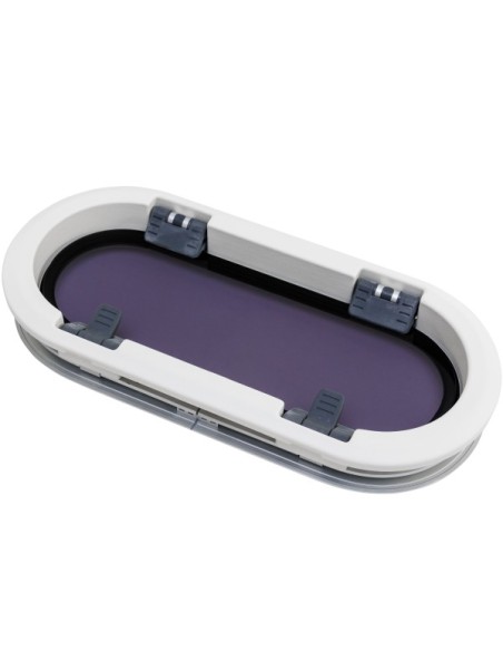 Lewmar Standard ST7RE Bootsfenster – Weißer RE-Innenrahmen, Öffnbar, 191 × 425 mm, Rauchglas