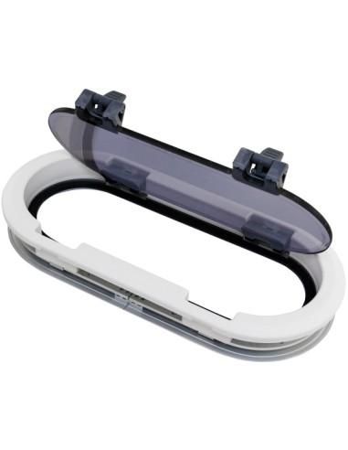 Lewmar Standard ST7RE Bootsfenster – Weißer RE-Innenrahmen, Öffnbar, 191 × 425 mm, Rauchglas