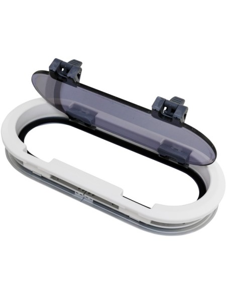 Lewmar Standard ST7RE Bootsfenster – Weißer RE-Innenrahmen, Öffnbar, 191 × 425 mm, Rauchglas