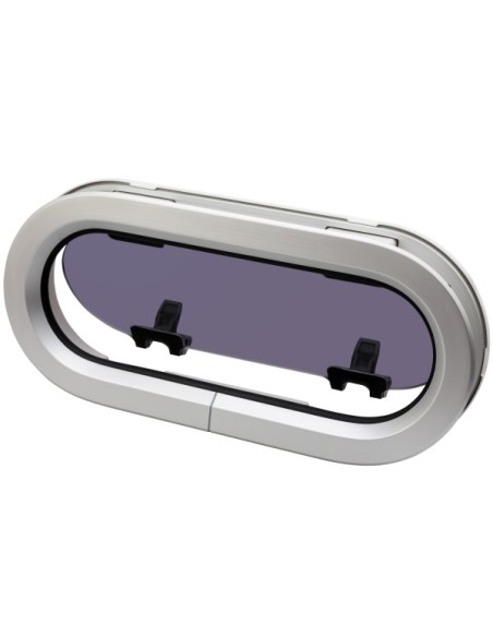 Lewmar Standard ST7RE Bootsfenster – Weißer RE-Innenrahmen, Öffnbar, 191 × 425 mm, Rauchglas