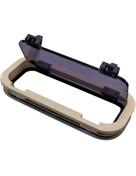 Bootsfenster Lewmar Standard 3 ST3 Silber 191x449mm Rahmen Creme