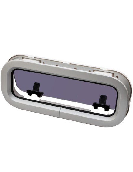 Bootsfenster Lewmar Standard 2  Silber 176x425mm weißer Rahmen