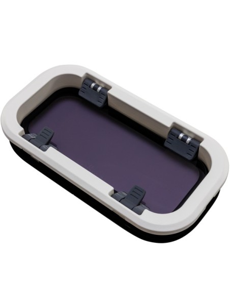 Bootsfenster LEWMAR Standard 1 ST1 schwarz 191X367mm Portlight Weißer Rahmen