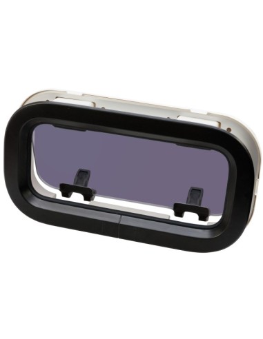 Bootsfenster LEWMAR Standard 1 ST1 schwarz 191X367mm Portlight Weißer Rahmen