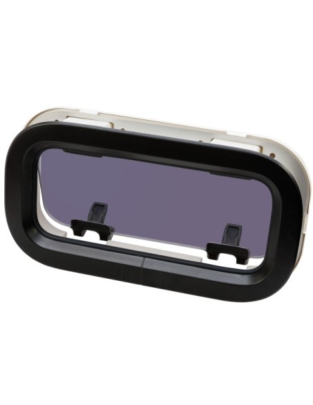 Bootsfenster LEWMAR Standard 1 ST1 schwarz 191X367mm Portlight Weißer Rahmen